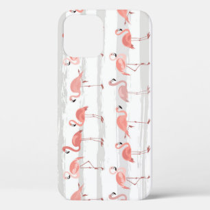 Funda Para iPhone 12 Patrón de franjas azules Flamingo Tropical