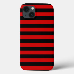Funda Para iPhone 13 Patrón de franjas negrita negro y rojo