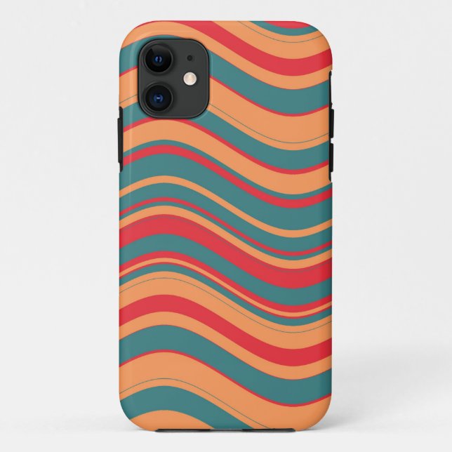 Funda De Case-Mate Para iPhone Patrón de franjas onduladas (rojo, rosa, azul) (Reverso)
