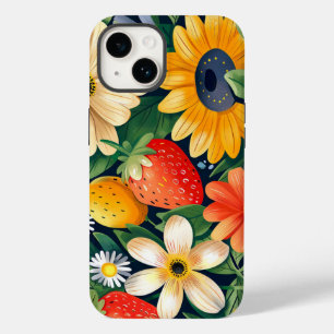 Funda Para iPhone 14 De Case-Mate Patrón de fresa de flores del jardín de verano