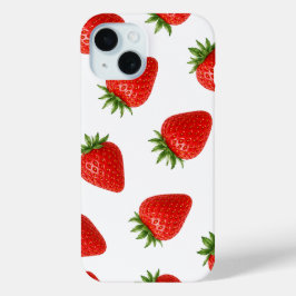 Funda Para iPhone 15 Patrón de Fresa Sin Costuras Fruta Roja Adorable