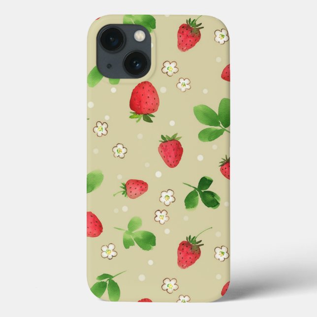 Funda De Case-Mate Para iPhone Patrón de fresas acuarelas (Reverso)