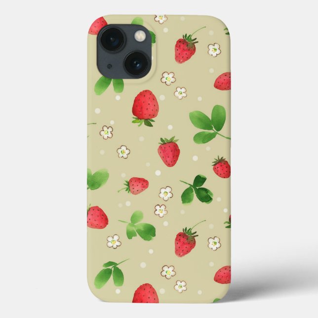 Funda De Case-Mate Para iPhone Patrón de fresas acuarelas (Reverso)