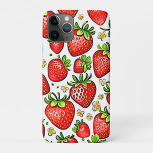 Funda Para iPhone 11 Pro Patrón de Fresas Rojas Jugosas