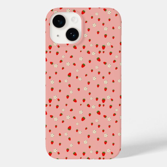 Funda De Case-Mate Para iPhone Patrón de fresas y flores (Reverso )