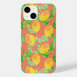 Funda Para iPhone 14 De Case-Mate Patrón de fruta de limón amarillo y rosa melocotón