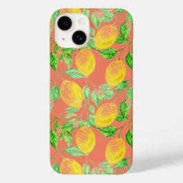 Funda Para iPhone 14 De Case-Mate Patrón de fruta de limón color rosa