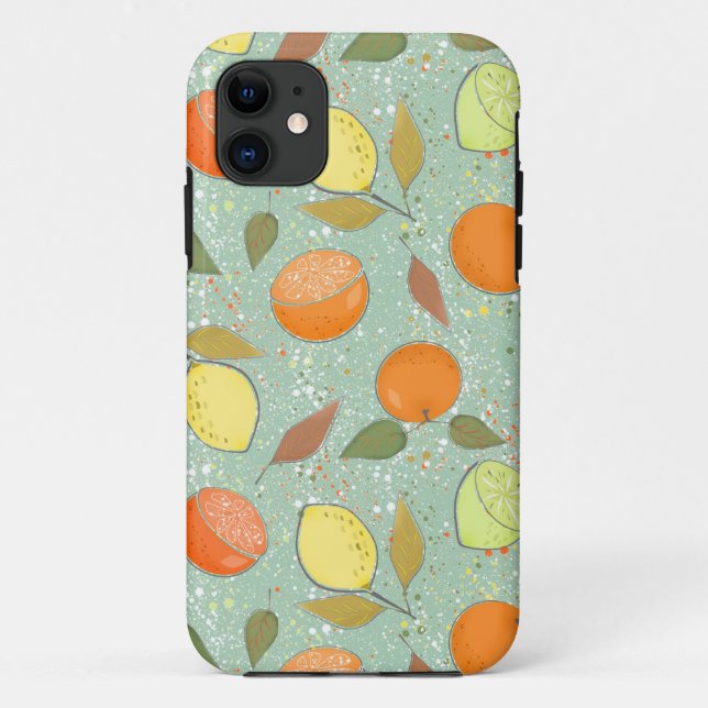 Funda De Case-Mate Para iPhone Patrón de frutas con limones, naranjas (Reverso)