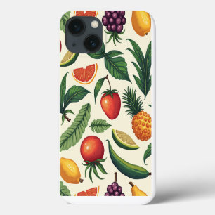 Funda Para iPhone 13 patrón de frutas y verduras tropicales ipone 13 fu