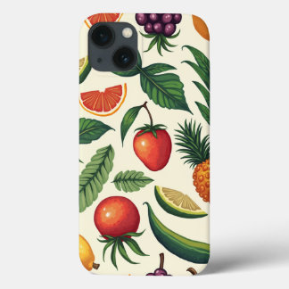 Funda Para iPhone 13 patrón de frutas y verduras tropicales ipone 13 fu
