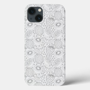Funda Para iPhone 13 Patrón de frutos tropicales sin soldadura negro y