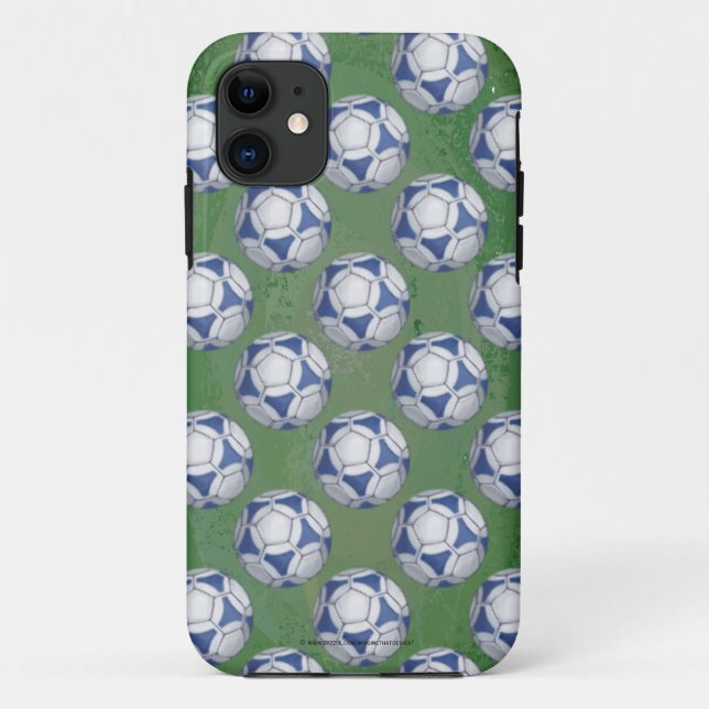 Funda De Case-Mate Para iPhone Patrón de Futbolín azul y blanco (Reverso)