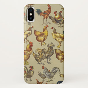 Funda Para iPhone X Patrón de gallo vintage: Arte de granja