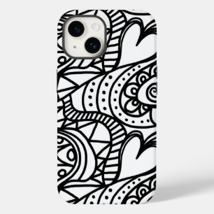 Funda Para iPhone 14 De Case-Mate Patrón de garabatos en blanco y negro retro
