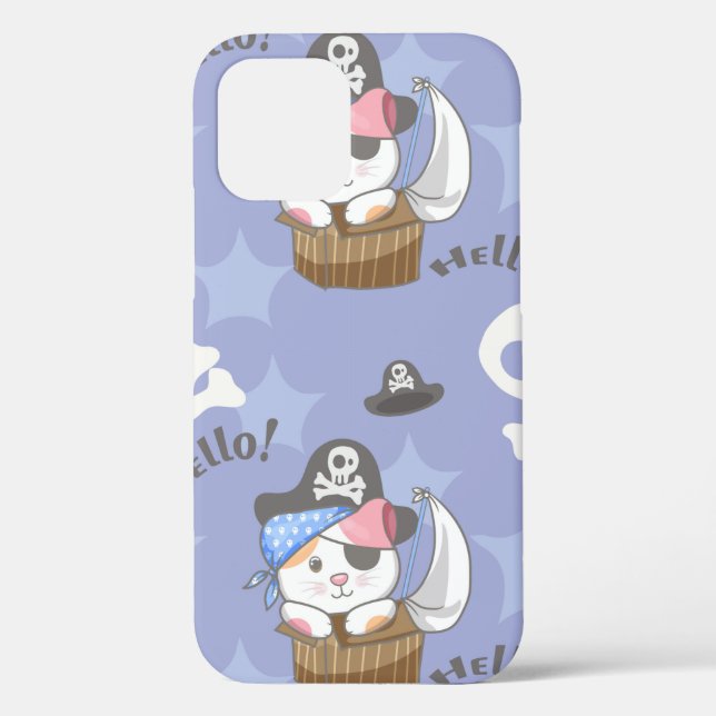Funda De Case-Mate Para iPhone Patrón de gatito pirata lindo (Reverso )