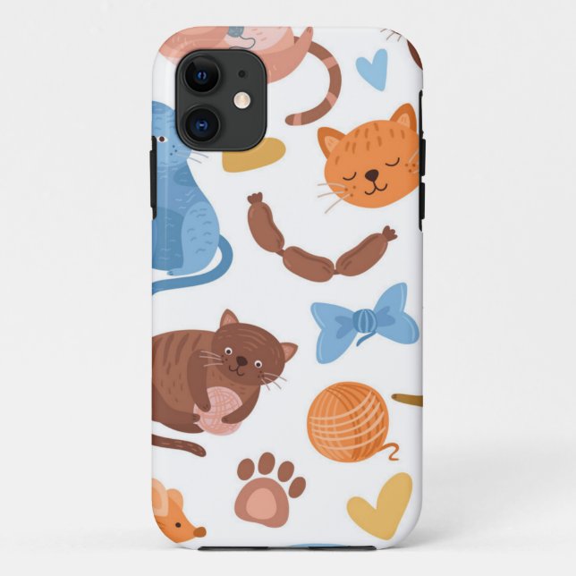 Funda De Case-Mate Para iPhone Patrón de gato (Reverso)