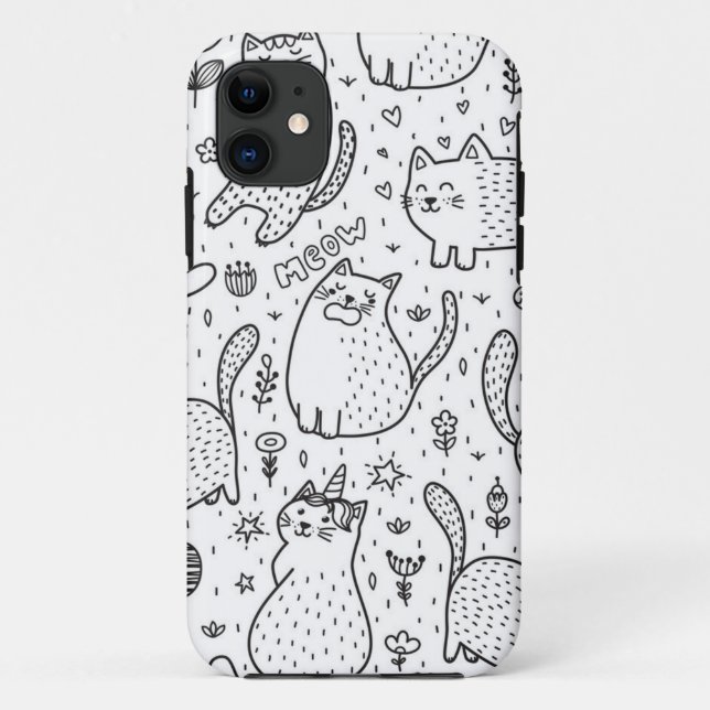 Funda De Case-Mate Para iPhone Patrón de gato (Reverso)
