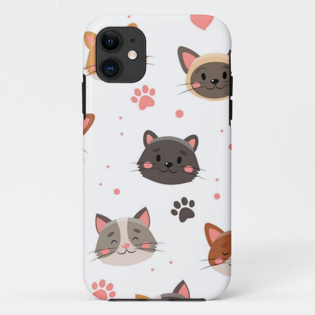 Funda De Case-Mate Para iPhone Patrón de gato (Reverso)