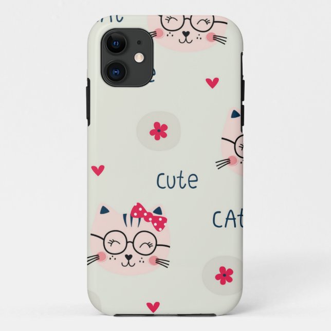 Funda De Case-Mate Para iPhone Patrón de gato (Reverso)