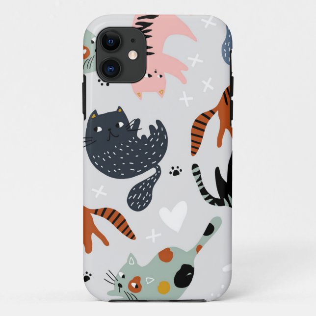 Funda De Case-Mate Para iPhone Patrón de gato (Reverso)