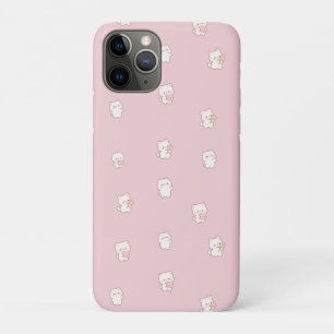 Funda Para iPhone 11 Pro Patrón de gato blanco adorable – Corazones y flore