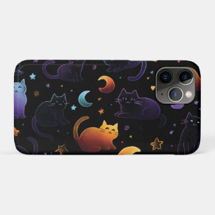 Funda Para iPhone 11 Pro Patrón de gato celeste mágico con lunas