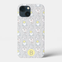 Patrón de gato kawaii lindo Monograma amarillo gri