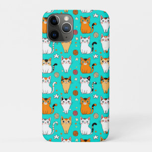 Funda Para iPhone 11 Pro Patrón de gato lindo con gatos coloridos y bolas d