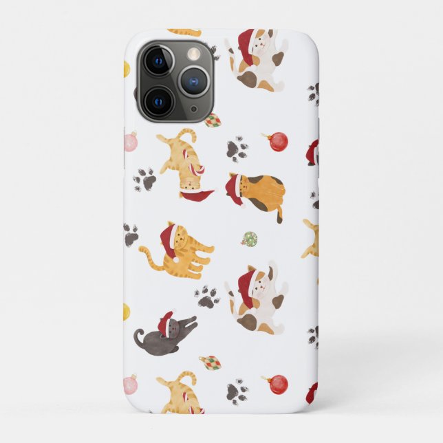Funda De Case-Mate Para iPhone Patrón de gato navideño adorable (Reverso)
