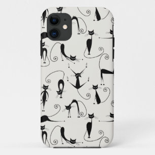 Funda Para iPhone 11 patrón de gato negro