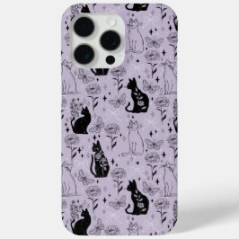 Funda Para iPhone 15 Pro Max Patrón de gato negro místico y mariposa | Brujería