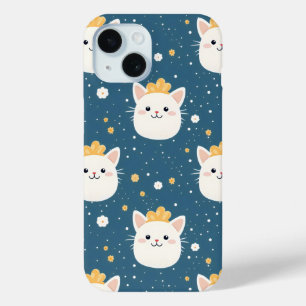 Funda Para iPhone 15 Patrón de gato real blanco