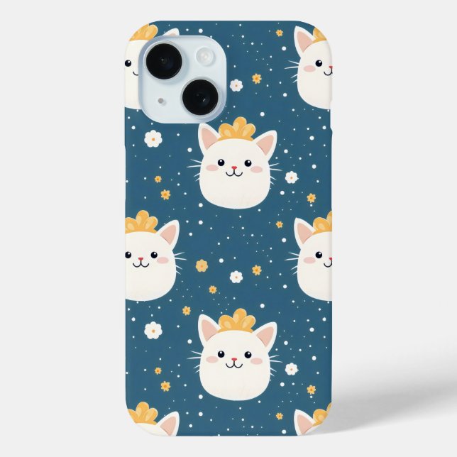 Funda De Case-Mate Para iPhone Patrón de gato real blanco (Reverso )