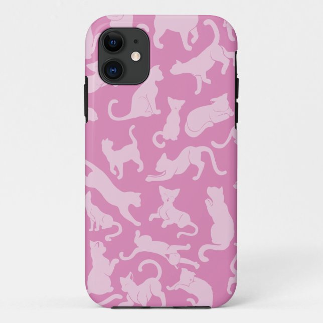 Funda De Case-Mate Para iPhone Patrón de gato rosado (Reverso)