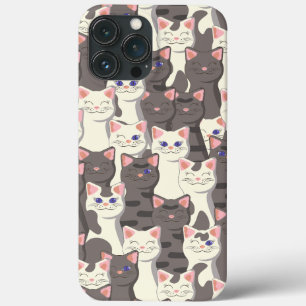 Funda Para iPhone 13 Pro Max Patrón de gatos blancos y grises