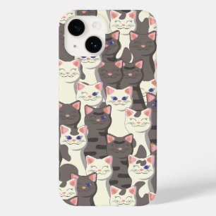 Funda Para iPhone 14 De Case-Mate Patrón de gatos blancos y grises