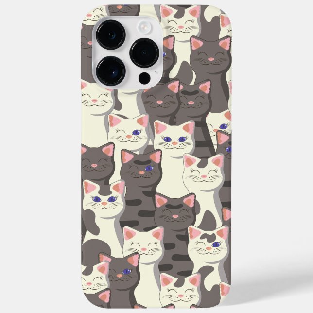 Funda De Case-Mate Para iPhone Patrón de gatos blancos y grises (Reverso)