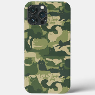 Funda Para iPhone 13 Pro Max Patrón de gatos de camuflaje Gatos atigrados verde