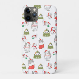 Funda Para iPhone 11 Pro Patrón de gatos de Navidad lindos – Diseño festivo