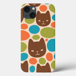 Funda Para iPhone 13 Patrón de gatos de punto de polka