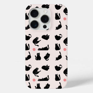 Funda Para iPhone 15 Pro Patrón de Gatos Negros