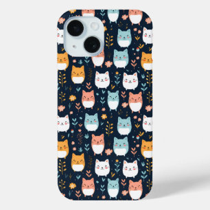 Funda Para iPhone 15 Patrón de gatos pasteles