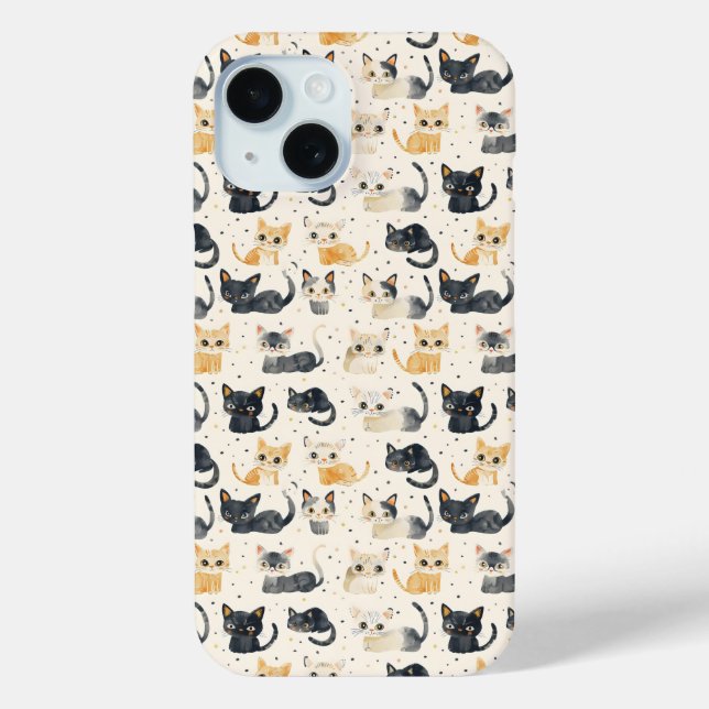 Funda De Case-Mate Para iPhone Patrón de gatos raros (Reverso )