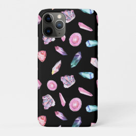 Funda Para iPhone 11 Pro Patrón de geodas y cristales en acuarela