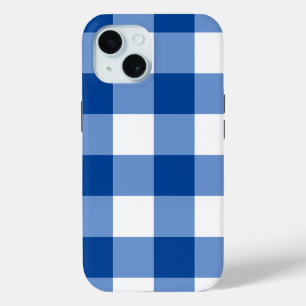 Funda Para iPhone 15 Patrón de gingham azul