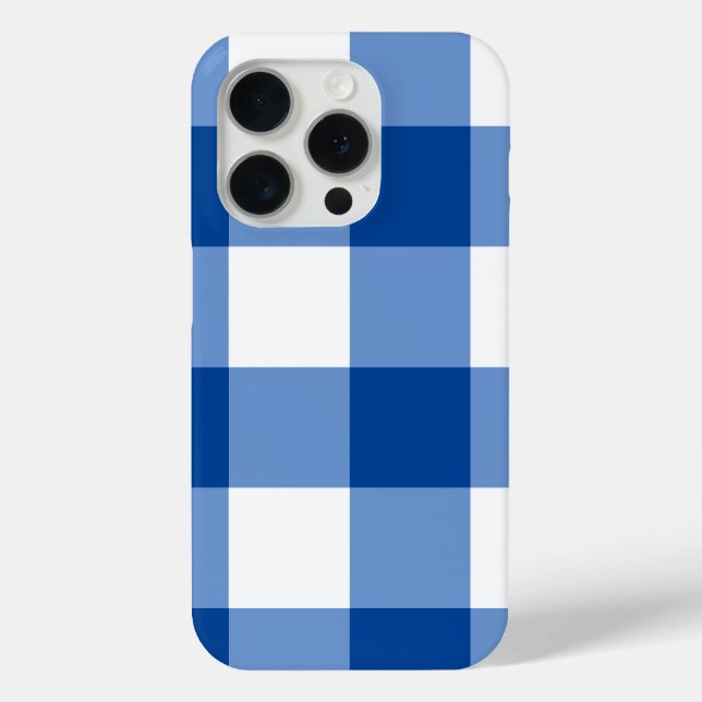Funda De Case-Mate Para iPhone Patrón de gingham azul (Reverso )
