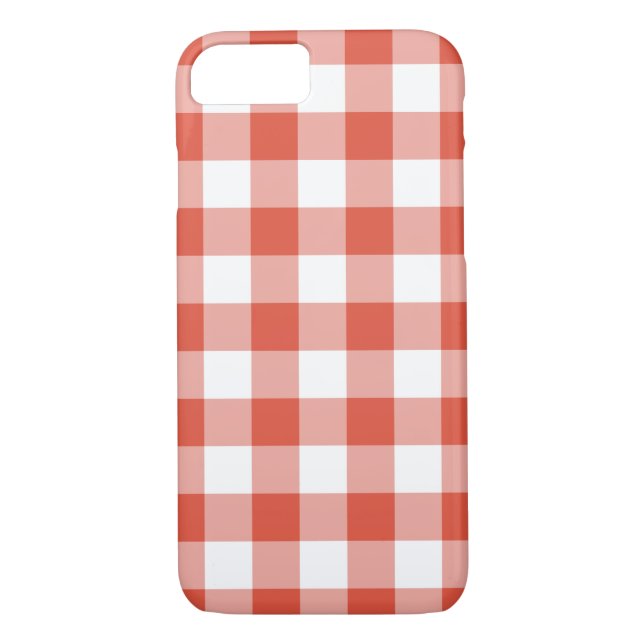 Funda De Case-Mate Para iPhone Patrón de Gingham blanco y naranja (Reverso)