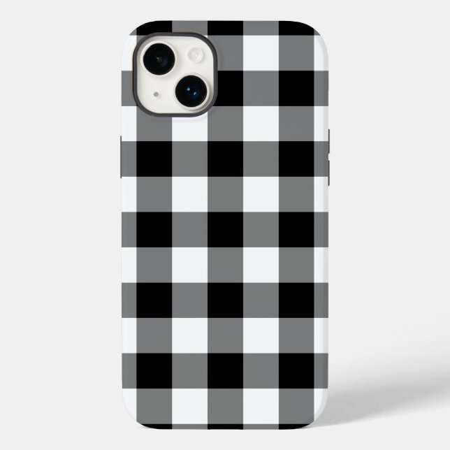 Funda De Case-Mate Para iPhone Patrón de Gingham blanco y negro (Reverso )
