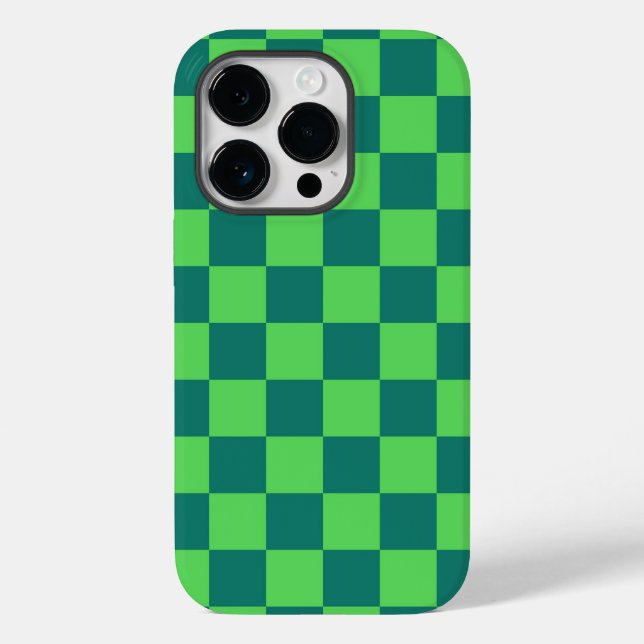 Funda De Case-Mate Para iPhone Patrón de Gingham de Blue Green Checkered (Reverso )