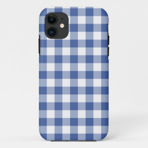 Funda Para iPhone 11 Patrón de Gingham de comprobación azul y blanco os